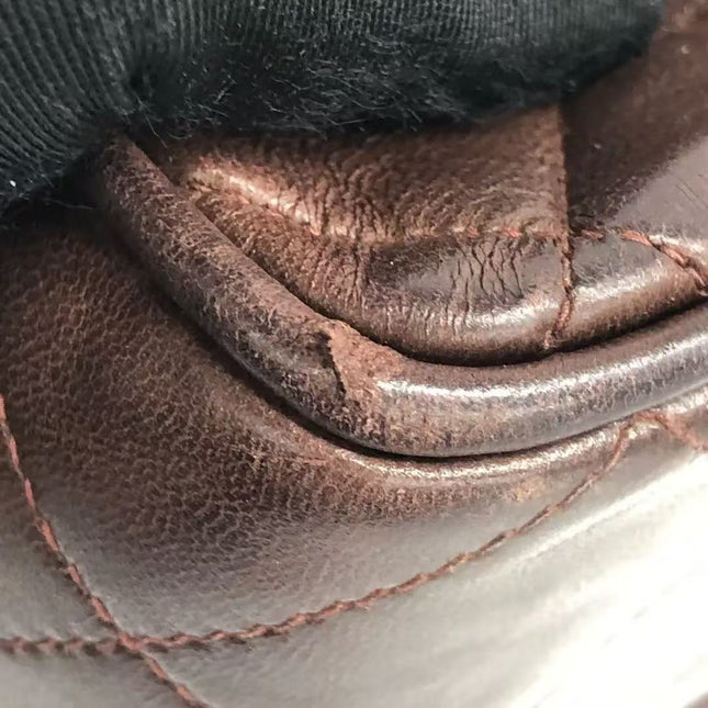 Chanel Single Flap Jumbo Brown Lambskin Leather Tortoise CC Logo and Chain