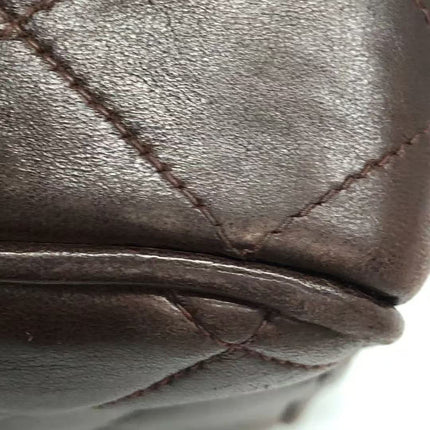 Chanel Single Flap Jumbo Brown Lambskin Leather Tortoise CC Logo and Chain