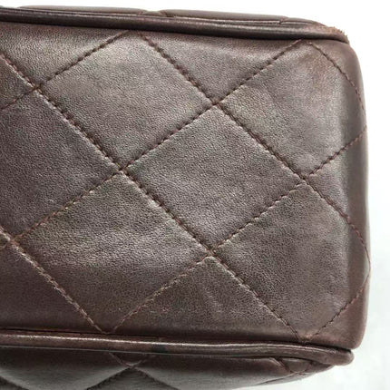 Chanel Single Flap Jumbo Brown Lambskin Leather Tortoise CC Logo and Chain