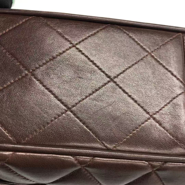 Chanel Single Flap Jumbo Brown Lambskin Leather Tortoise CC Logo and Chain