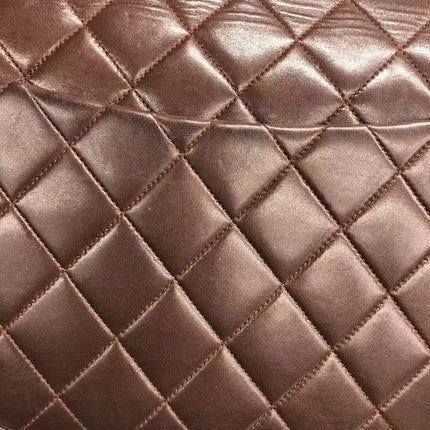 Chanel Single Flap Jumbo Brown Lambskin Leather Tortoise CC Logo and Chain