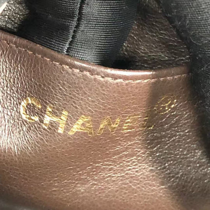 Chanel Single Flap Jumbo Brown Lambskin Leather Tortoise CC Logo and Chain