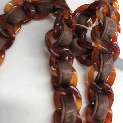 Chanel Single Flap Jumbo Brown Lambskin Leather Tortoise CC Logo and Chain