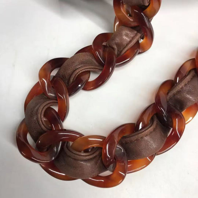 Chanel Single Flap Jumbo Brown Lambskin Leather Tortoise CC Logo and Chain