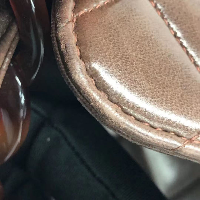 Chanel Single Flap Jumbo Brown Lambskin Leather Tortoise CC Logo and Chain