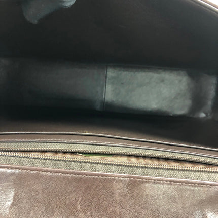 Chanel Single Flap Jumbo Brown Lambskin Leather Tortoise CC Logo and Chain