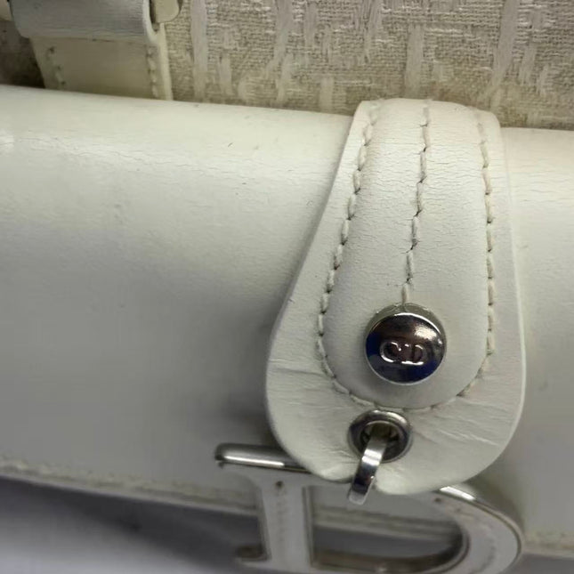 Dior by John Galliano 2025 White Leather Canvas Mini Detective Handbag