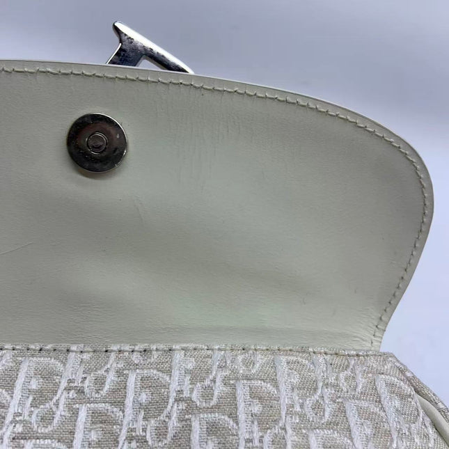 Dior by John Galliano 2025 White Leather Canvas Mini Detective Handbag