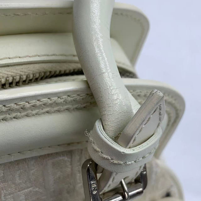 Dior by John Galliano 2025 White Leather Canvas Mini Detective Handbag