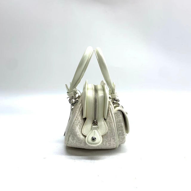 Dior by John Galliano 2025 White Leather Canvas Mini Detective Handbag