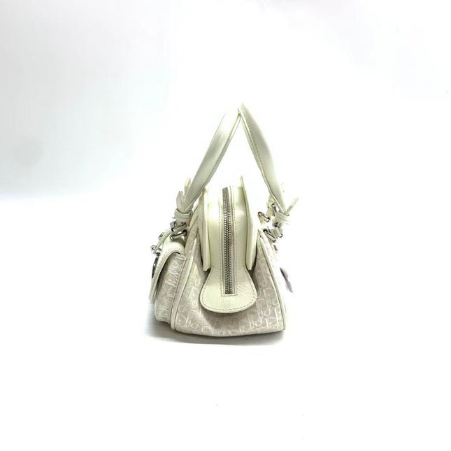 Dior by John Galliano 2025 White Leather Canvas Mini Detective Handbag