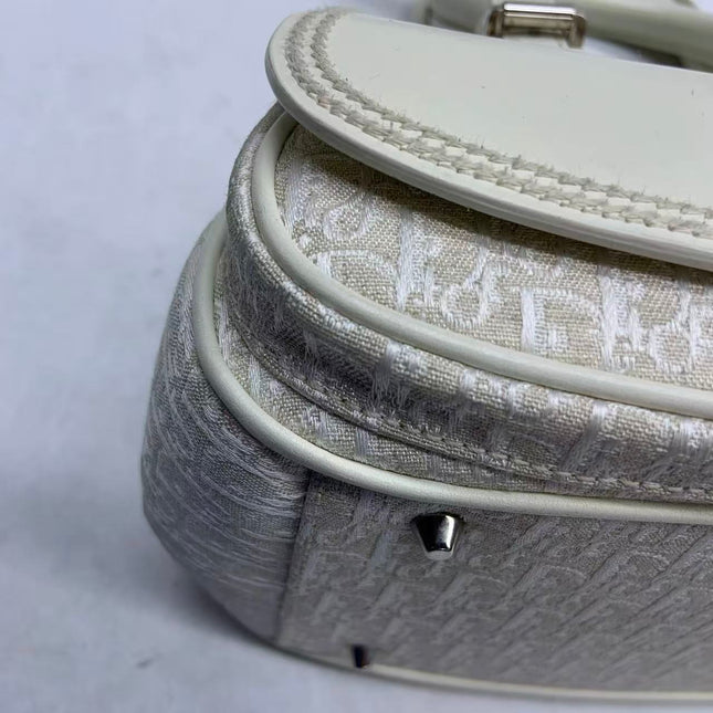 Dior by John Galliano 2025 White Leather Canvas Mini Detective Handbag