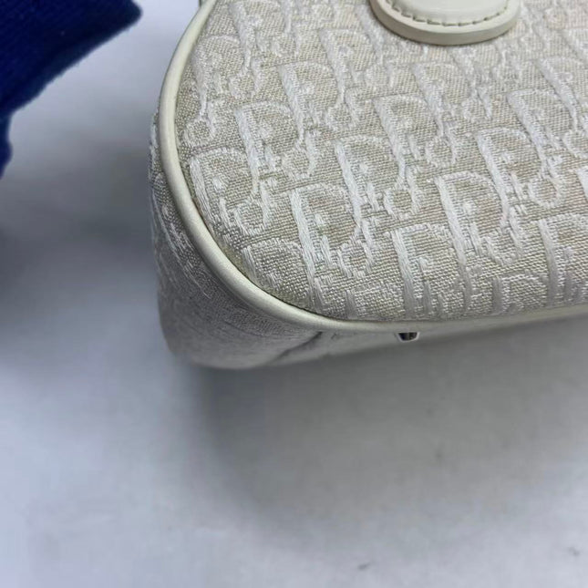 Dior by John Galliano 2025 White Leather Canvas Mini Detective Handbag