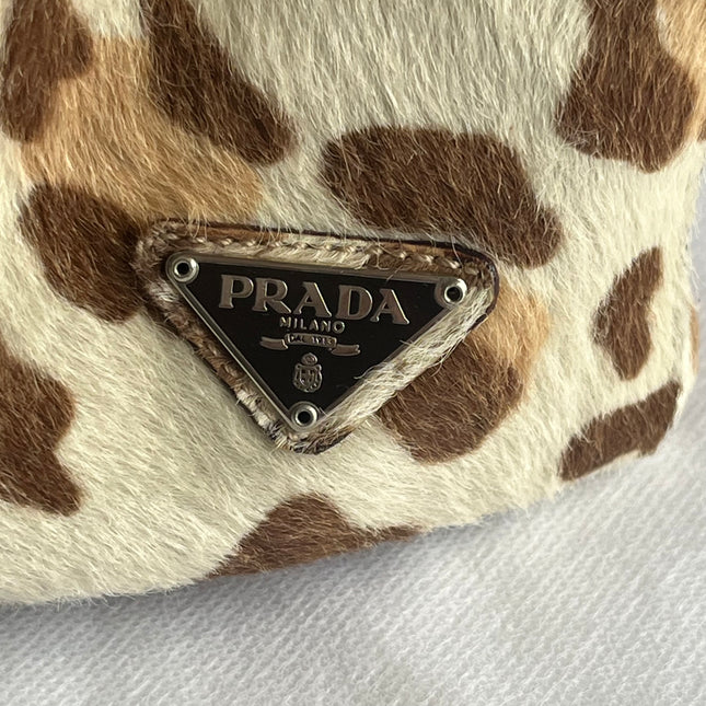 Prada Leopard Print Pony-style Calfskin Tortoise Strap Large Shoulder Bag