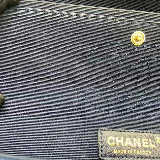 Chanel Classic Flap Medium Navy Velvet Gold Hardware, 2016-2017