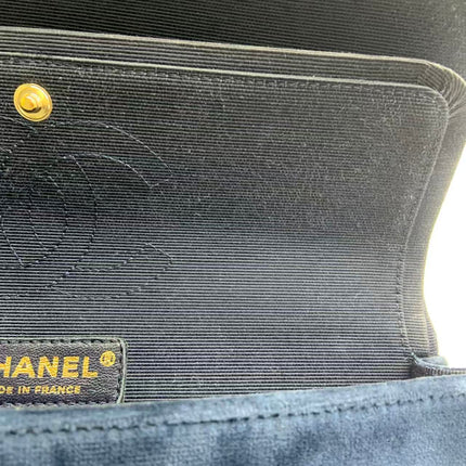 Chanel Classic Flap Medium Navy Velvet Gold Hardware, 2016-2017