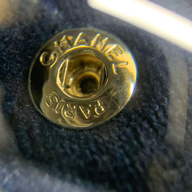 Chanel Classic Flap Medium Navy Velvet Gold Hardware, 2016-2017