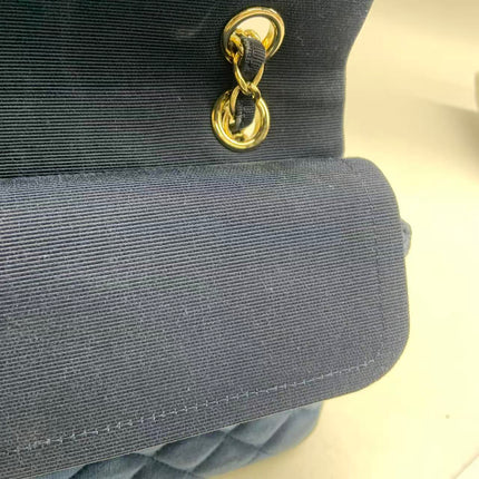 Chanel Classic Flap Medium Navy Velvet Gold Hardware, 2016-2017
