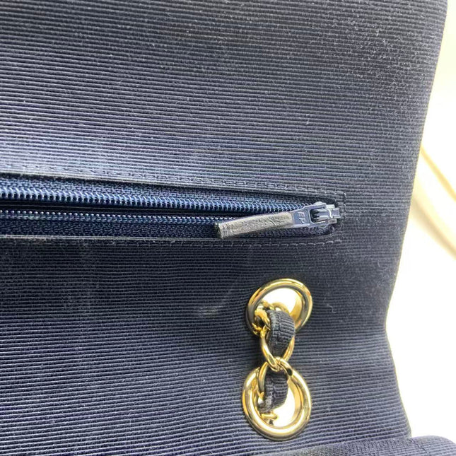 Chanel Classic Flap Medium Navy Velvet Gold Hardware, 2016-2017