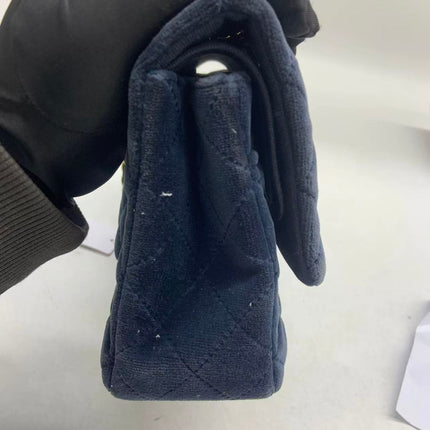 Chanel Classic Flap Medium Navy Velvet Gold Hardware, 2016-2017