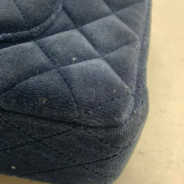 Chanel Classic Flap Medium Navy Velvet Gold Hardware, 2016-2017