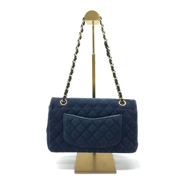 Chanel Classic Flap Medium Navy Velvet Gold Hardware, 2016-2017
