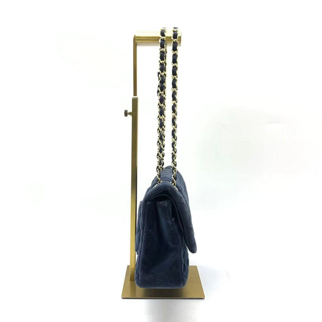 Chanel Classic Flap Medium Navy Velvet Gold Hardware, 2016-2017