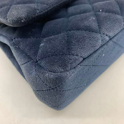 Chanel Classic Flap Medium Navy Velvet Gold Hardware, 2016-2017