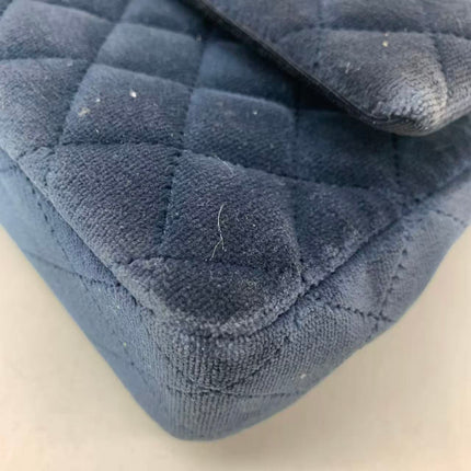 Chanel Classic Flap Medium Navy Velvet Gold Hardware, 2016-2017
