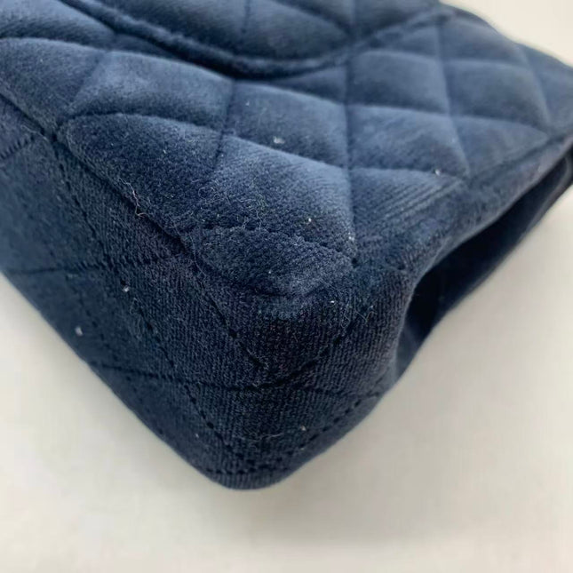 Chanel Classic Flap Medium Navy Velvet Gold Hardware, 2016-2017