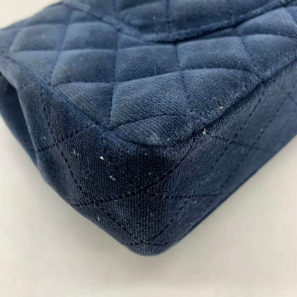 Chanel Classic Flap Medium Navy Velvet Gold Hardware, 2016-2017