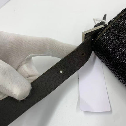 Fendi Baguette Vintage Black Glitter Beads Shoulder Bag