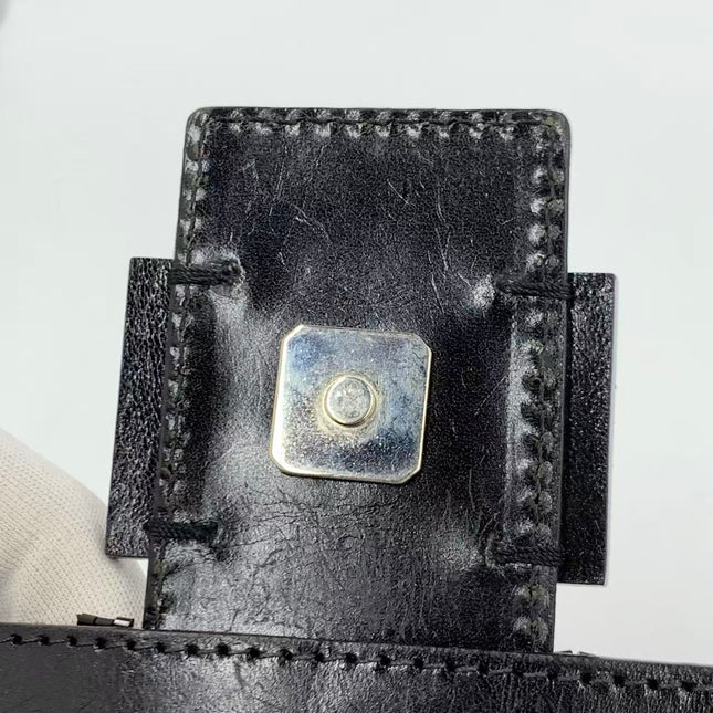 Fendi Baguette Vintage Black Glitter Beads Shoulder Bag