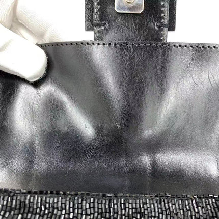 Fendi Baguette Vintage Black Glitter Beads Shoulder Bag
