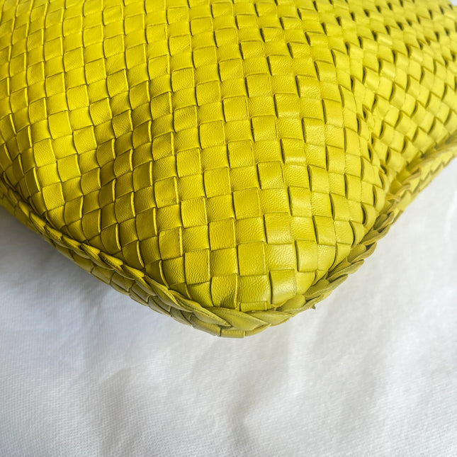 Bottega Veneta Veneta Hobo Maxi Yellow Intrecciato Leather Bag 54cm