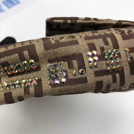 Fendi Baguette Brown Zucchino Monogram Multicolor Crystals Shoulder Bag