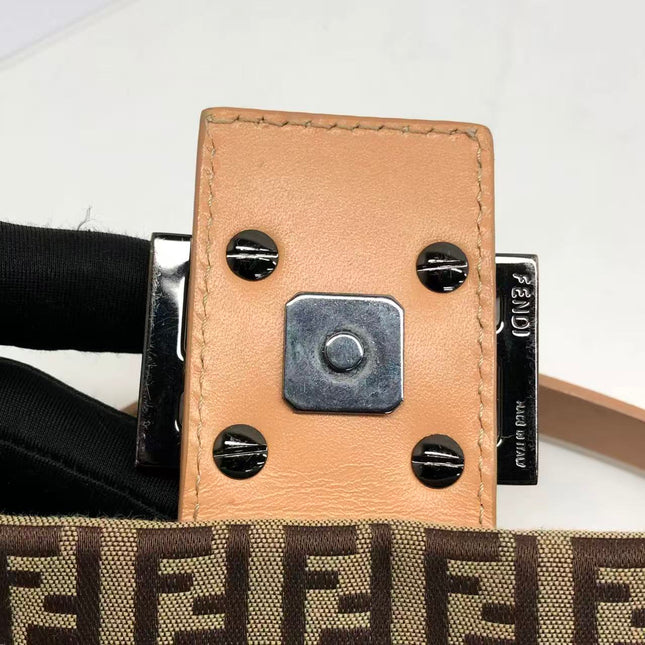 Fendi Baguette Brown Zucchino Monogram Multicolor Crystals Shoulder Bag