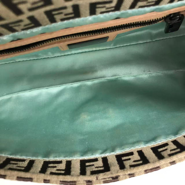 Fendi Baguette Brown Zucchino Monogram Multicolor Crystals Shoulder Bag