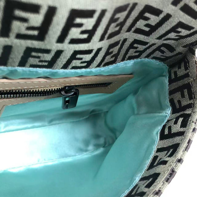 Fendi Baguette Brown Zucchino Monogram Multicolor Crystals Shoulder Bag