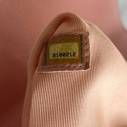 Chanel Vintage Top Handle Kelly Flap Bag Pink Quilted Caviar Leather 24k Gold Plated Hardware