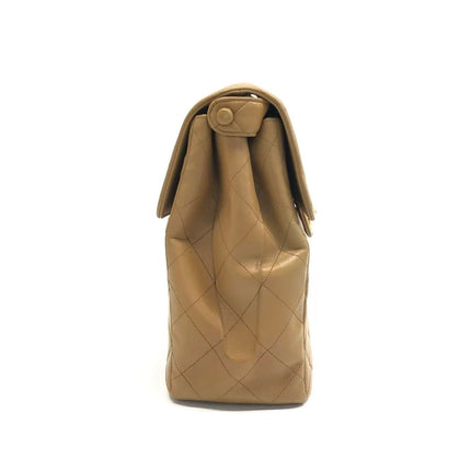 Chanel Vintage Double Sided Kelly Light Brown Lambskin Leather Shoulder Bag 1996-1997