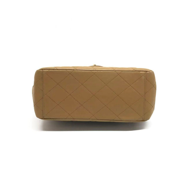 Chanel Vintage Double Sided Kelly Light Brown Lambskin Leather Shoulder Bag 1996-1997