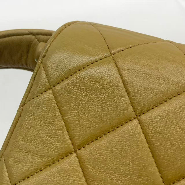 Chanel Vintage Double Sided Kelly Light Brown Lambskin Leather Shoulder Bag 1996-1997