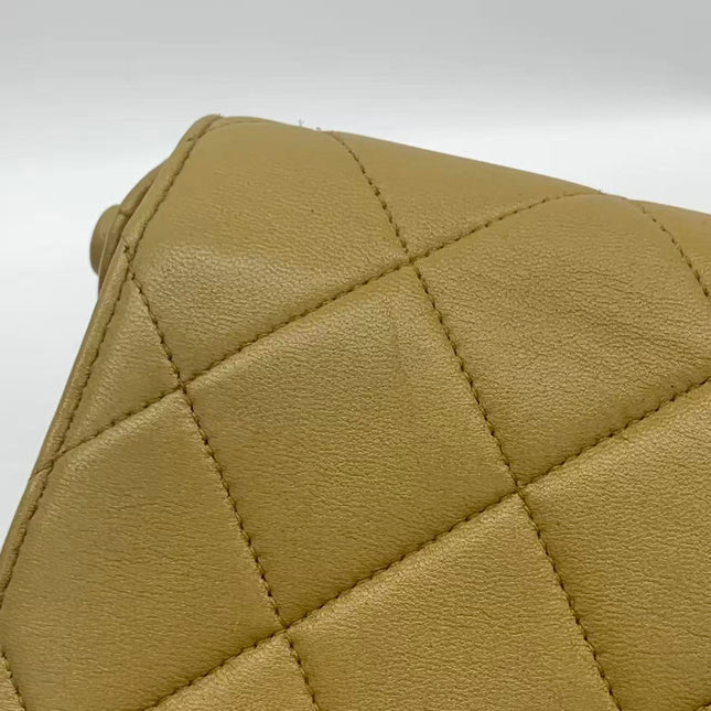 Chanel Vintage Double Sided Kelly Light Brown Lambskin Leather Shoulder Bag 1996-1997