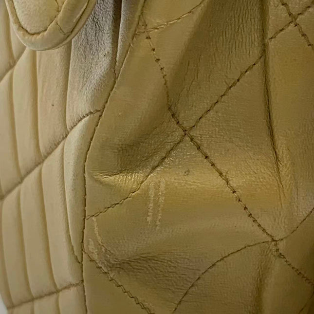 Chanel Vintage Double Sided Kelly Light Brown Lambskin Leather Shoulder Bag 1996-1997