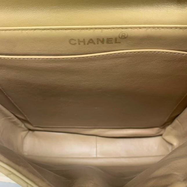Chanel Vintage Double Sided Kelly Light Brown Lambskin Leather Shoulder Bag 1996-1997