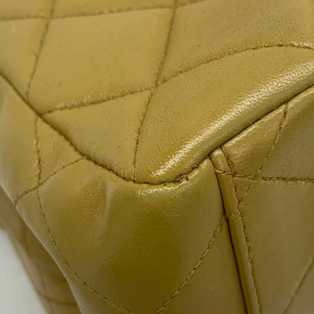 Chanel Vintage Double Sided Kelly Light Brown Lambskin Leather Shoulder Bag 1996-1997