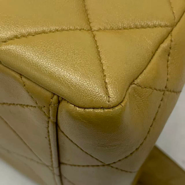 Chanel Vintage Double Sided Kelly Light Brown Lambskin Leather Shoulder Bag 1996-1997