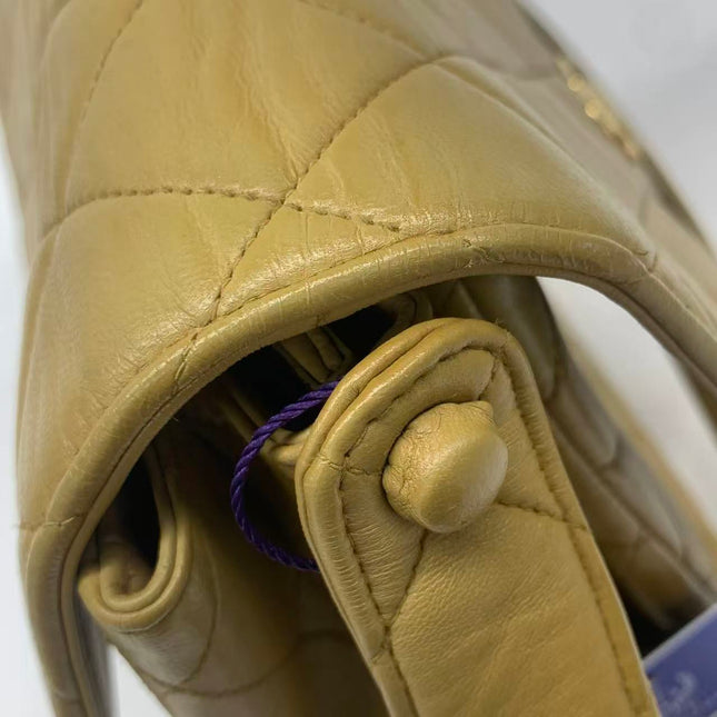 Chanel Vintage Double Sided Kelly Light Brown Lambskin Leather Shoulder Bag 1996-1997