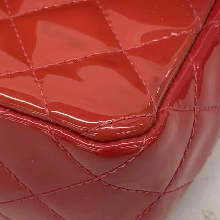 Chanel Classic Flap Mini Red Patent Leather Silver Hardware